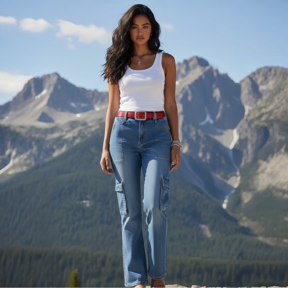 Between Us Denim - Stylish Blue Women's Cargo Demin Jeans